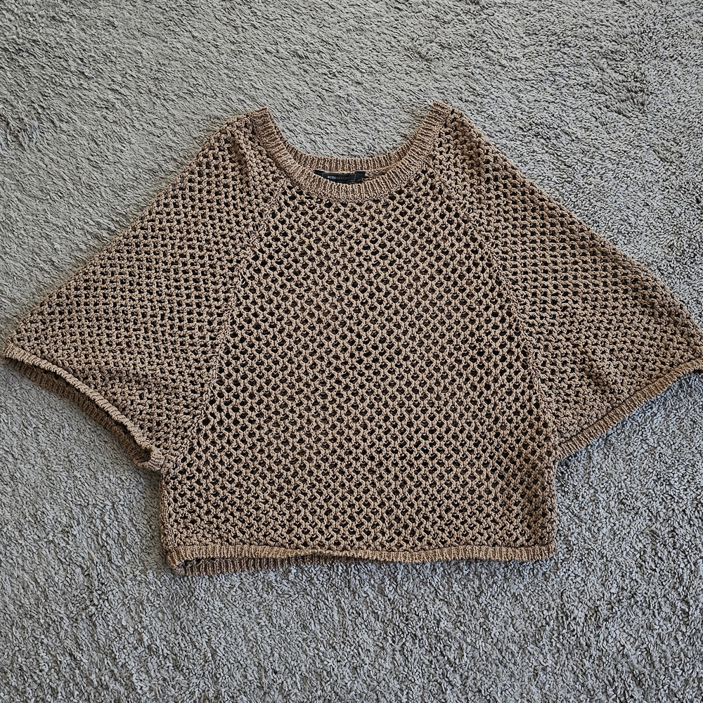 Stylish Tan Knit Poncho